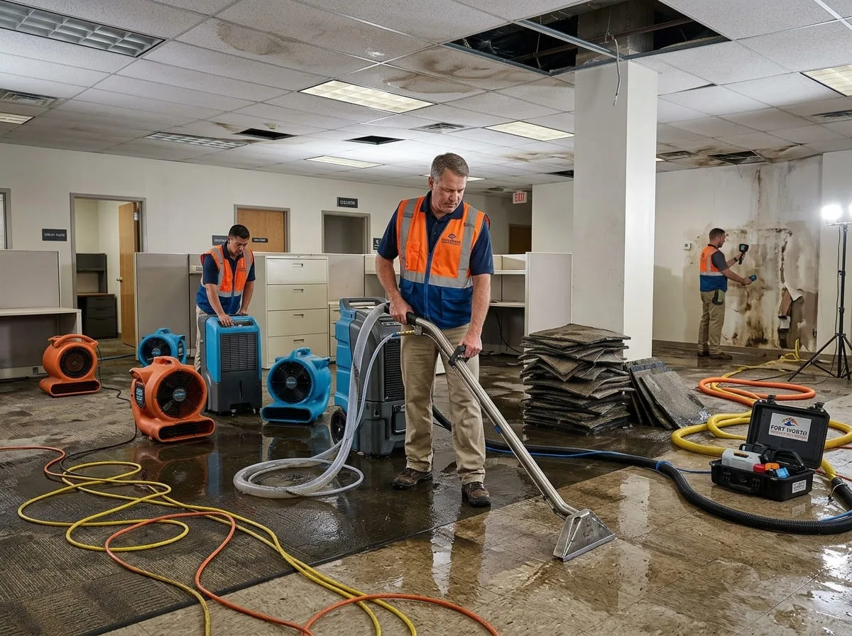 Emergency water extraction underway shortly after water damage is discovered